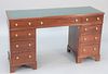 George IV mahogany double-pedestal desk with inset leather top, c. 1830, possibly made for ship, very narrow size, ht. 30", top 18 1/2" x 52".