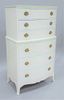 Painted tall chest having three short drawers over three larger drawers, ht. 56", wd. 32".