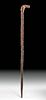 19th C. Maori Wood Walking Stick w/ MOP Inlays