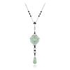 Jade Onyx and Diamond Necklace