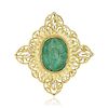 Emerald and Diamond Pendant/Brooch Necklace