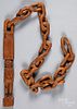 Large carved pine folk art chain whimsey