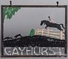 Painted sheet iron house sign for Gayhurst