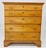 New England Cherry Five Drawer Tall Chest, 19th Century