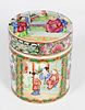 Chinese Mandarin Hand Painted Covered Porcelain Tea Caddy