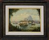 Michael Matthews Chinese Export Style Oil on Canvas, "View of the Fort, Hong Kong"