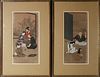 Pair of Figural Japanese Watercolors, 19th Century
