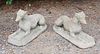 Pair of Vintage Cement Seated Whippet Garden Ornaments