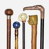 Continental, walking sticks, collection of five