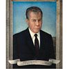 JUAN O'GORMAN, Retrato del Señor Licenciado Don Benito Coquet, Signed and dated 1964, Temple/canvas/masonite, 26.3 x 22" (67 x 56 cm)