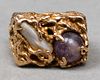 Vintage 14K Yellow Gold Amethyst & Pearl Ring