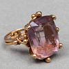 Vintage 14K Yellow Gold Hand-Crafted Amethyst Ring