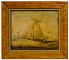 (Attributed to) W. J. Higgins (European, 20th Century) 'A Classic Yacht' Print and Watercolor