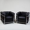 Pair of Le Corbusier for Cassina Chrome and Leather 'LC2' Chairs