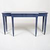 Blue Lacquer Console of Breakfront Outline, of Recent Manufacture