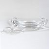 Lalique Glass Bird Ring Stand and a Steuben Glass Bowl 
