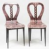  Pair of  Piero Fornasetti Lithographic Printed 'Lyre' Chairs