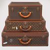 Three Vintage Louis Vuitton Hardcased Suitcases