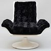 Vintage White Resin Chair Upholstered in Faux Fur