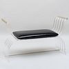 Modern Chrome-Mounted Lucite and Black Patent Leather Bench