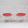 Pair of English Ernest Race Coated Metal and Stained Wood Armchairs