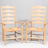 Pair of Neville Neal Ashwood and Rush Ladder Back Armchairs
