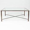 Large Bronze Low Table with Glass Top