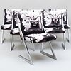 Set of Six Chrome ‘Z’ Dining Chairs Upholstered in Roberto Cavalli ‘Alexander the Great' Fabric