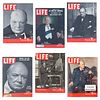 Lote de 6 revistas LIFE. Años 1940, 1945, 1948, 1953 y 1956. Con portadas de Sir Winston Churchill.
