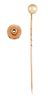 A 9CT GOLD 'PEARL' CONVERTIBLE STICKPIN, the creamy coloured 'pearl', appro