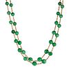 A TWO ROW JADE BEAD NECKLACE, the two rows of graduated jade beads, between