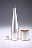 A VICTORIAN SILVER SPIRIT FLASK,?London 1849, tapering cylindrical form, th