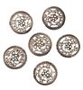 A CASED SET OF LATE VICTORIAN SILVER BUTTONS, the round buttons with repous
