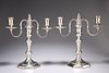 A PAIR OF GEORGE VI SILVER TWIN BRANCH CANDLEABRA, by Vander & Hedges Londo