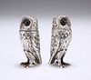 A CONTEMPORARY PAIR OF SILVER OWL MODELLED PEPPER AND SALT, by Whitehill Si
