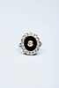 FLOWER RING WITH ONYX AND DIAMONDS