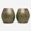 Chinese, Longquan celadon drum stools, pair