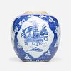Chinese, Blue and White '100 Antiques' ginger jar