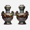 Chinese, Large cloisonne enamel vases, pair