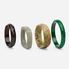 Chinese, jade bangles, collection of four