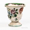 Staffordshire Enamel-decorated Salt-glazed Stoneware Flower Urn