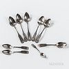Nine Coin Silver Sheaf of Wheat or Basket of Flowers Spoons