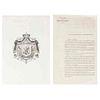 Coat of Arms of the Empire and Official Decree. Mexico, September 20th, 1863. Pieces: 2