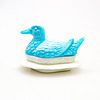 Vintage Blue And White Milk Glass Covered Dish, Duck
