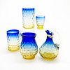 5 Pc Victorian Bluerina Glass Set