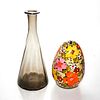 Italian Art Glass Vase & Italian Ceramic Egg Coin Bank