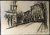 ALBERTO ZIVERI<br>Rome, 1908 - 1990<br><br>Avenue with palace<br>Charcoal on paper, 18 x 25 cm<br>Signed lower right: A. Ziveri<br>Good conditions. Wi
