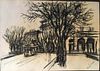 ALBERTO ZIVERI<br>Rome, 1908 - 1990<br><br>Tram<br>Charcoal on paper, 18 x 25 cm<br>Signed lower right: A. Ziveri<br>Good conditions. Without frame.