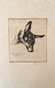 ANONYMOUS<br><br>Dog, 1915<br>Etching, 15,5 x 14,5 cm (34,5 x 25,5 cm sheet)<br>Signed and dated lower<br>Good conditions. Without frame. Small lack i