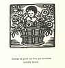 André Mare<br><br>Child in the Flower Basket, 1918<br>Original print (engraved in the wood), 20 x 18 cm;The original sheet is attached to a white card